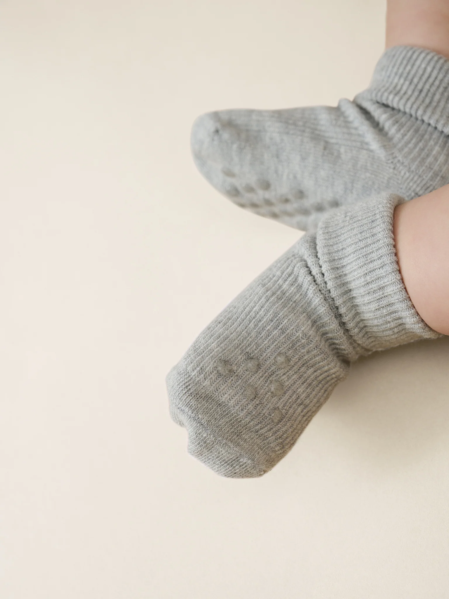 Baby rib sock m. ABS (2-pack) - Light Grey - Image 3