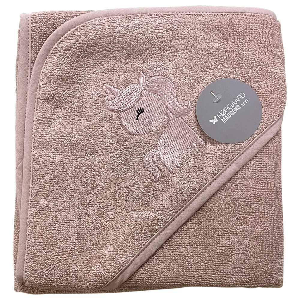 Badeslag pale mauve m/ sød unicorn str. 75x75 cm.