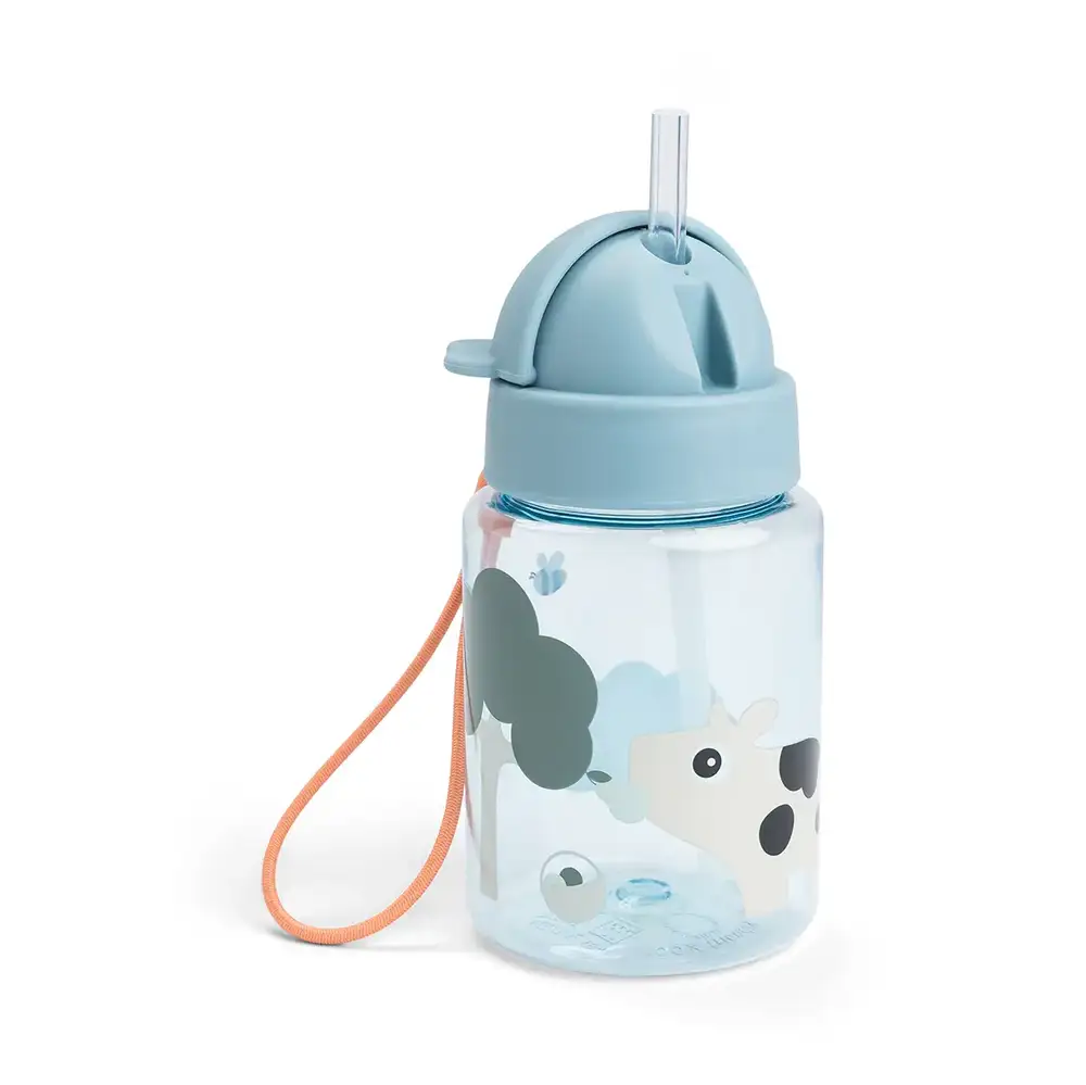 Done By Deer Drikkedunk Med Sugerør - Farm Blue 280 ml