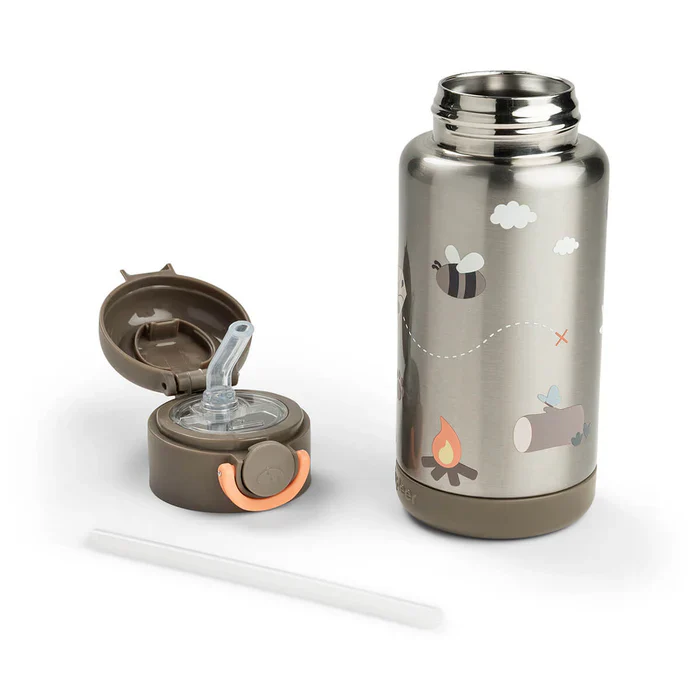 Done by Deer Isolerende flaske med sugerør Tiny trails 340 ml - sand