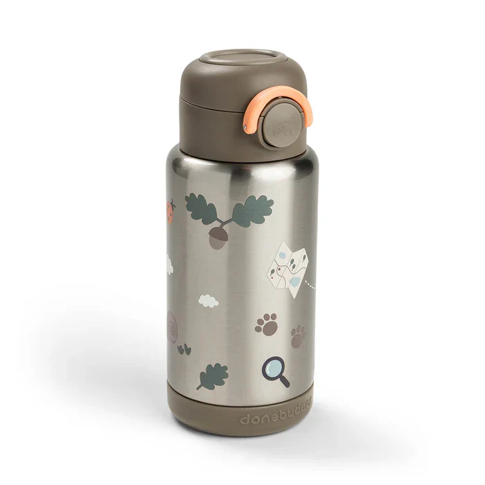Done by Deer Isolerende flaske med sugerør Tiny trails 340 ml - sand - Image 4