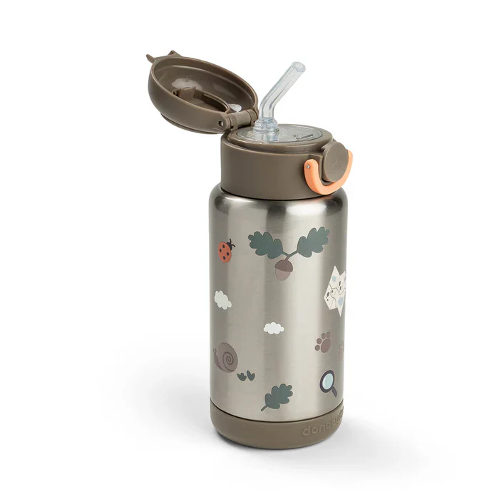 Done by Deer Isolerende flaske med sugerør Tiny trails 340 ml - sand - Image 5