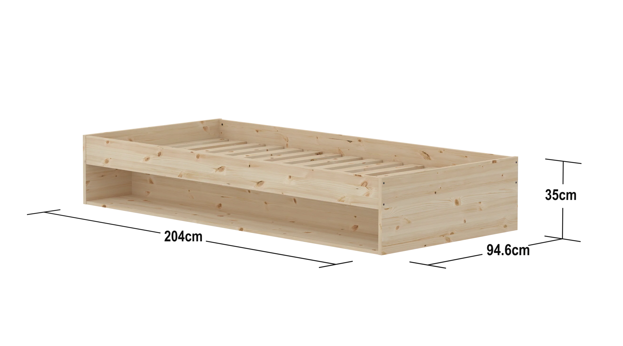 Flexa Grow gulvseng med hylde - 94,6x204cm - Image 2