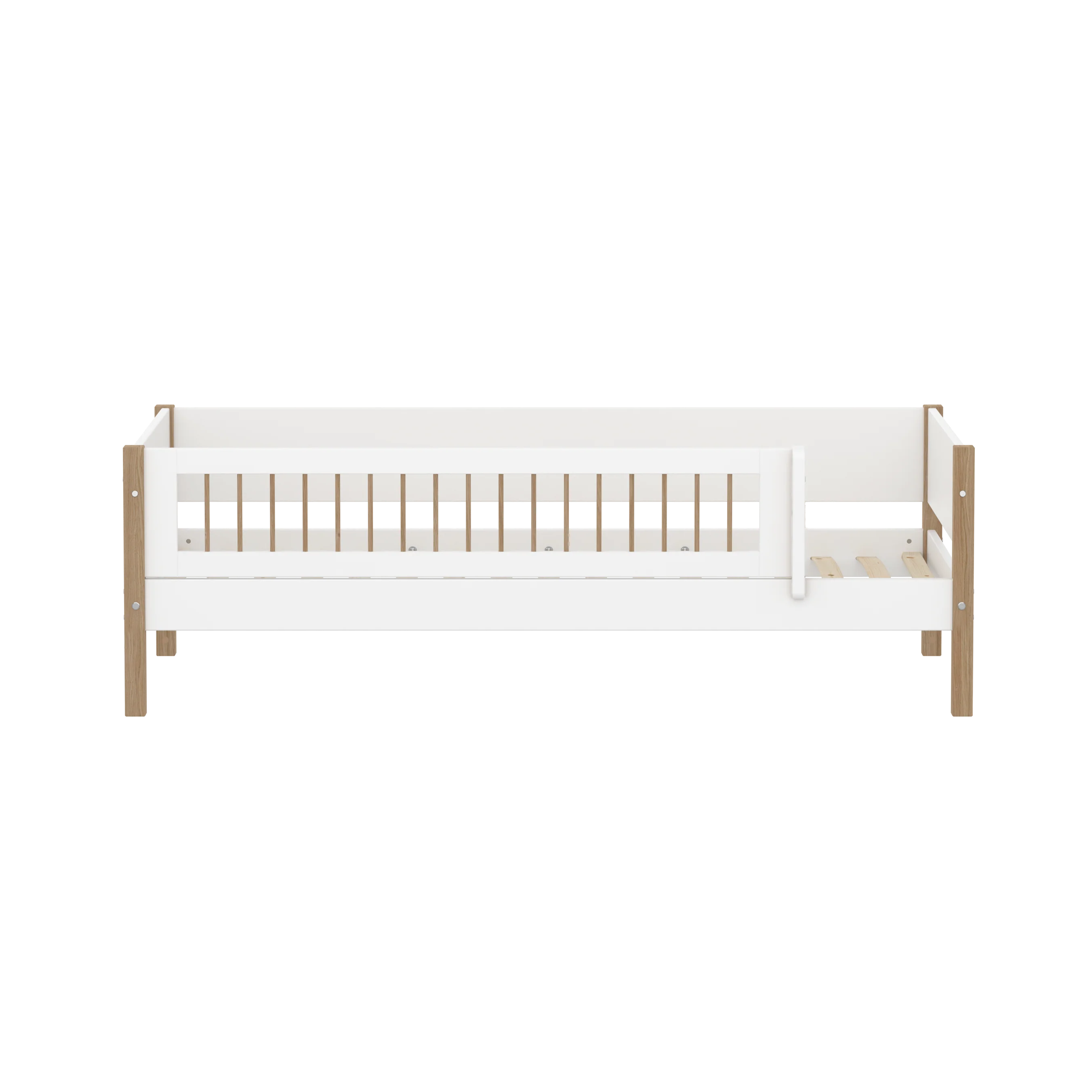 FLEXA NOR Enkeltseng  90x200 cm m. crossbar sengehest - Hvid/eg - Image 2