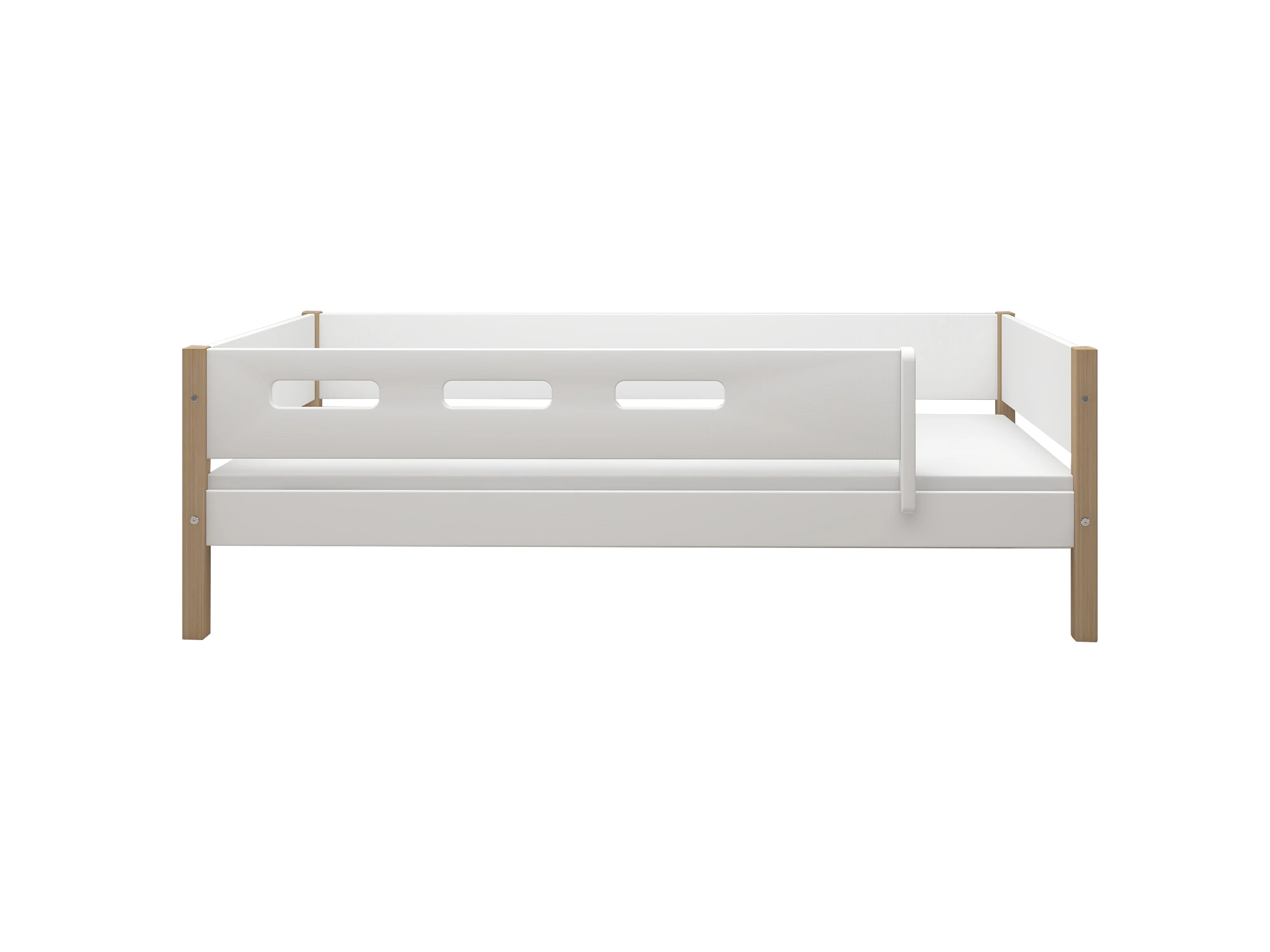 FLEXA NOR Enkeltseng 90x200 cm m. cut out sengehest - Hvid/eg - Image 2