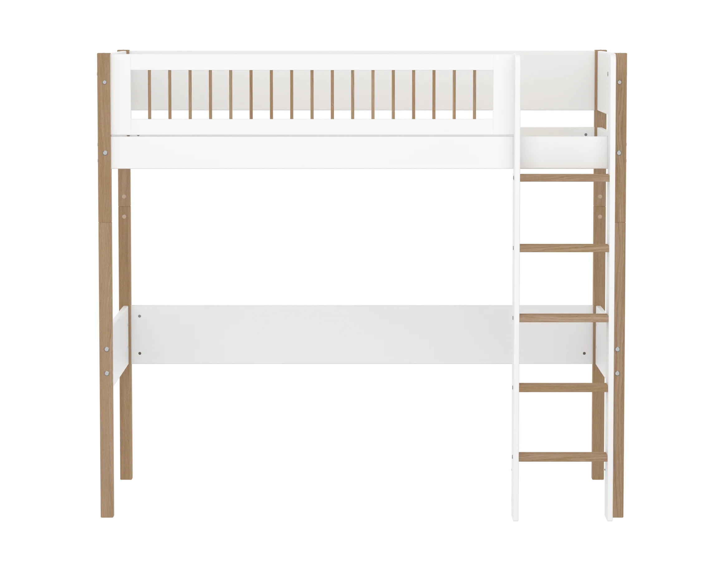 FLEXA NOR Højseng 184 cm med stige og crossbar sengehest 90x200 cm - Hvid/eg - Image 2