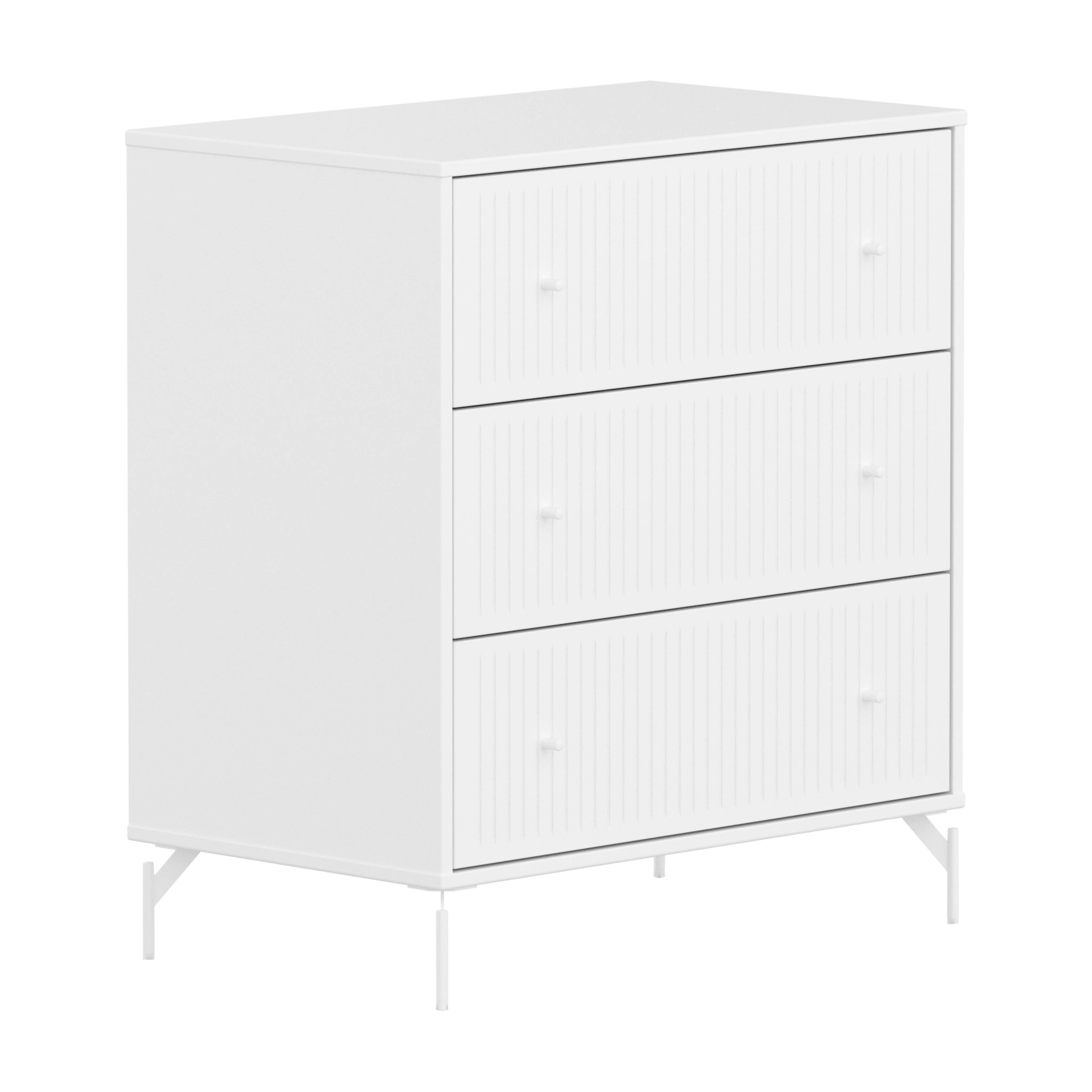 Flexa Saga Kommode 84x75,5x45 Hvid riller/Hvide ben og greb
