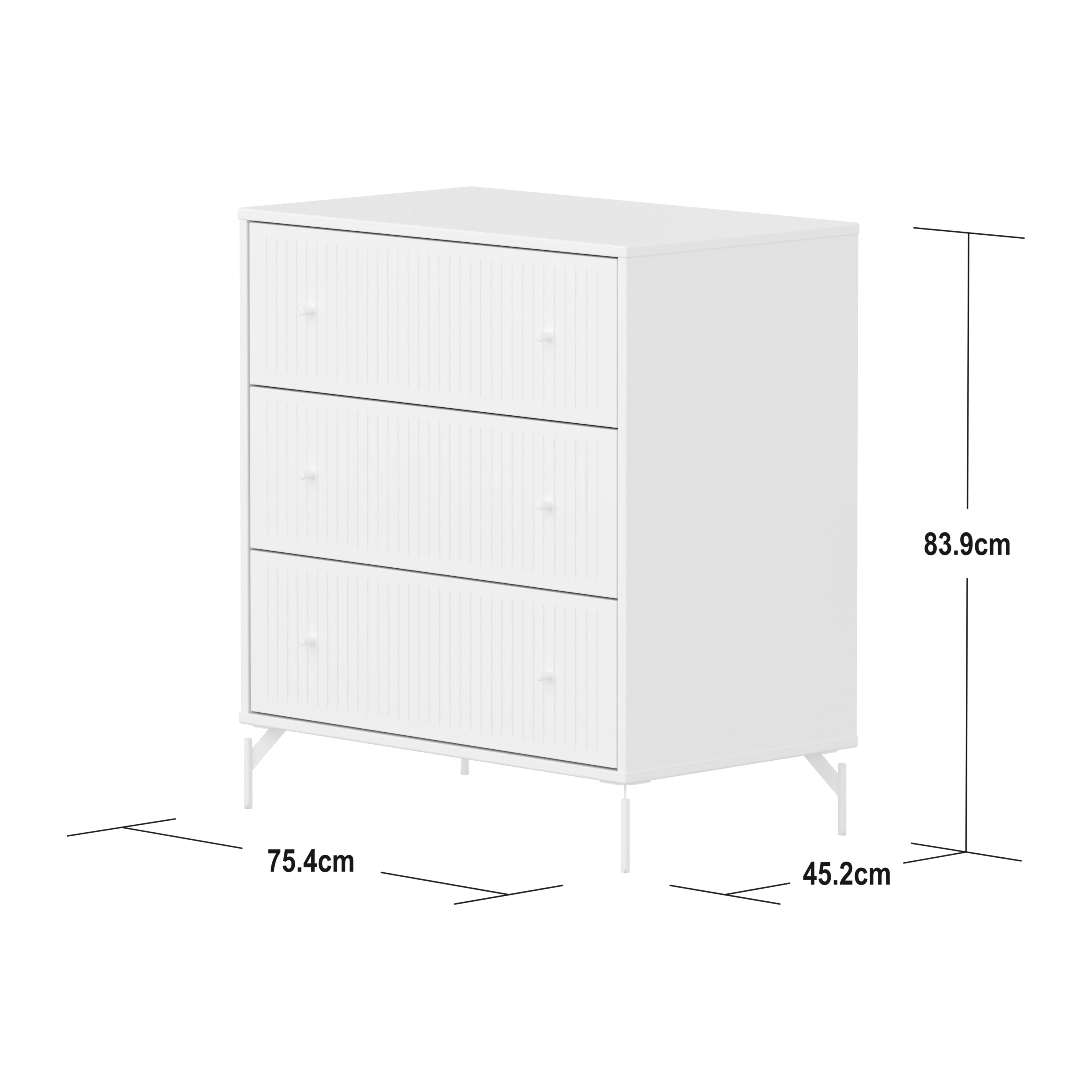 Flexa Saga Kommode 84x75,5x45 Hvid riller/Hvide ben og greb - Image 3