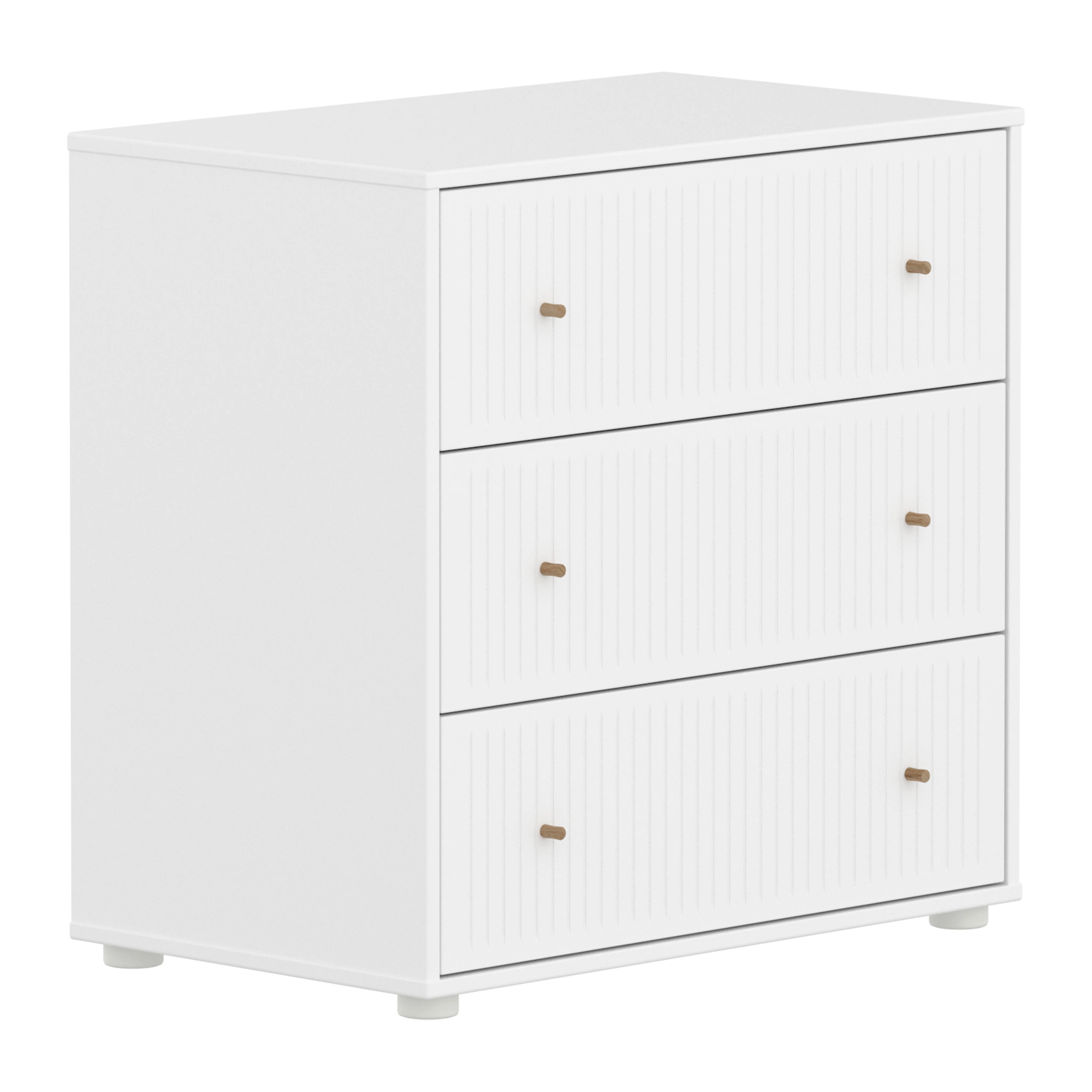 Flexa Saga Kommode74x75,5x45 Hvid riller/Egetræsgreb