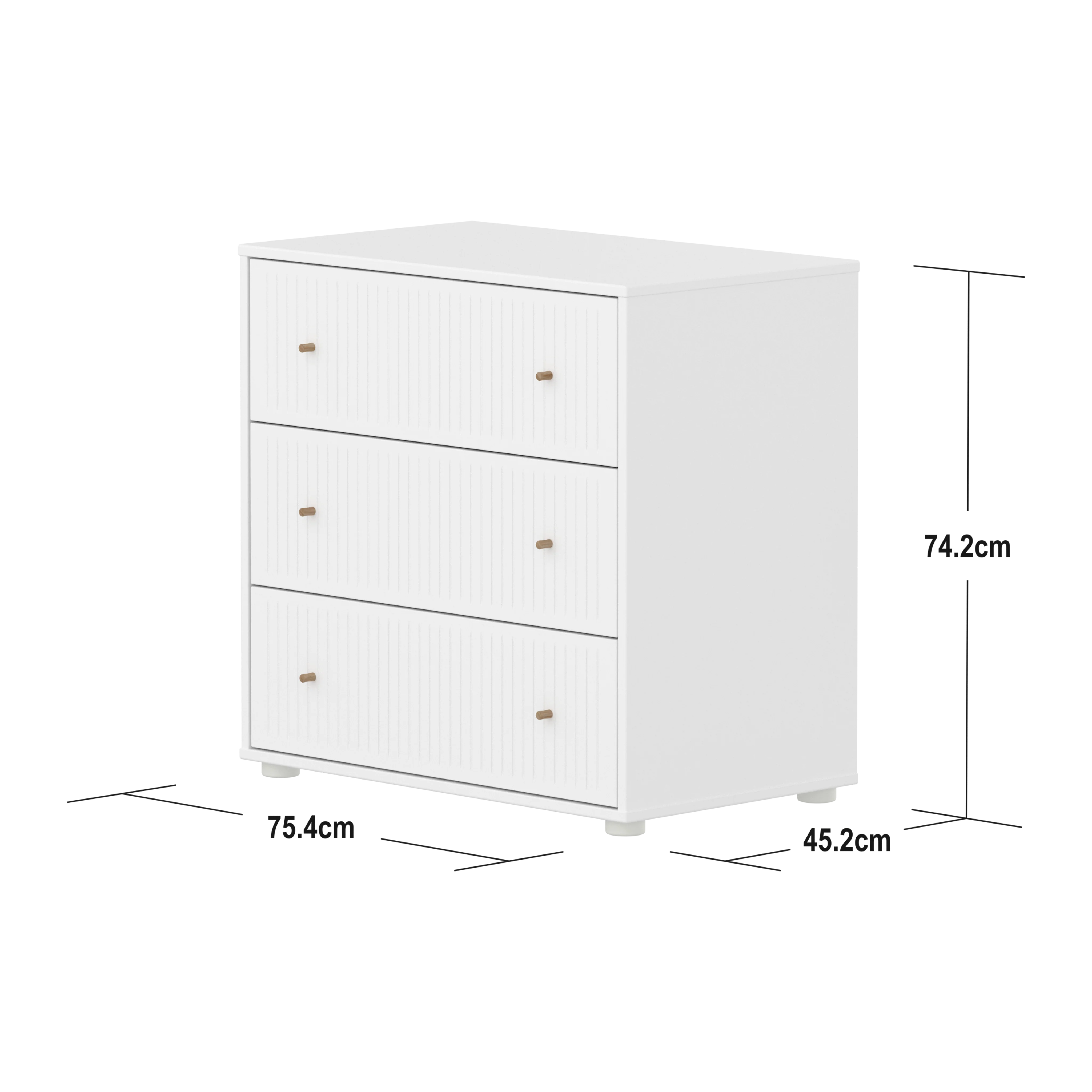 Flexa Saga Kommode74x75,5x45 Hvid riller/Egetræsgreb - Image 3