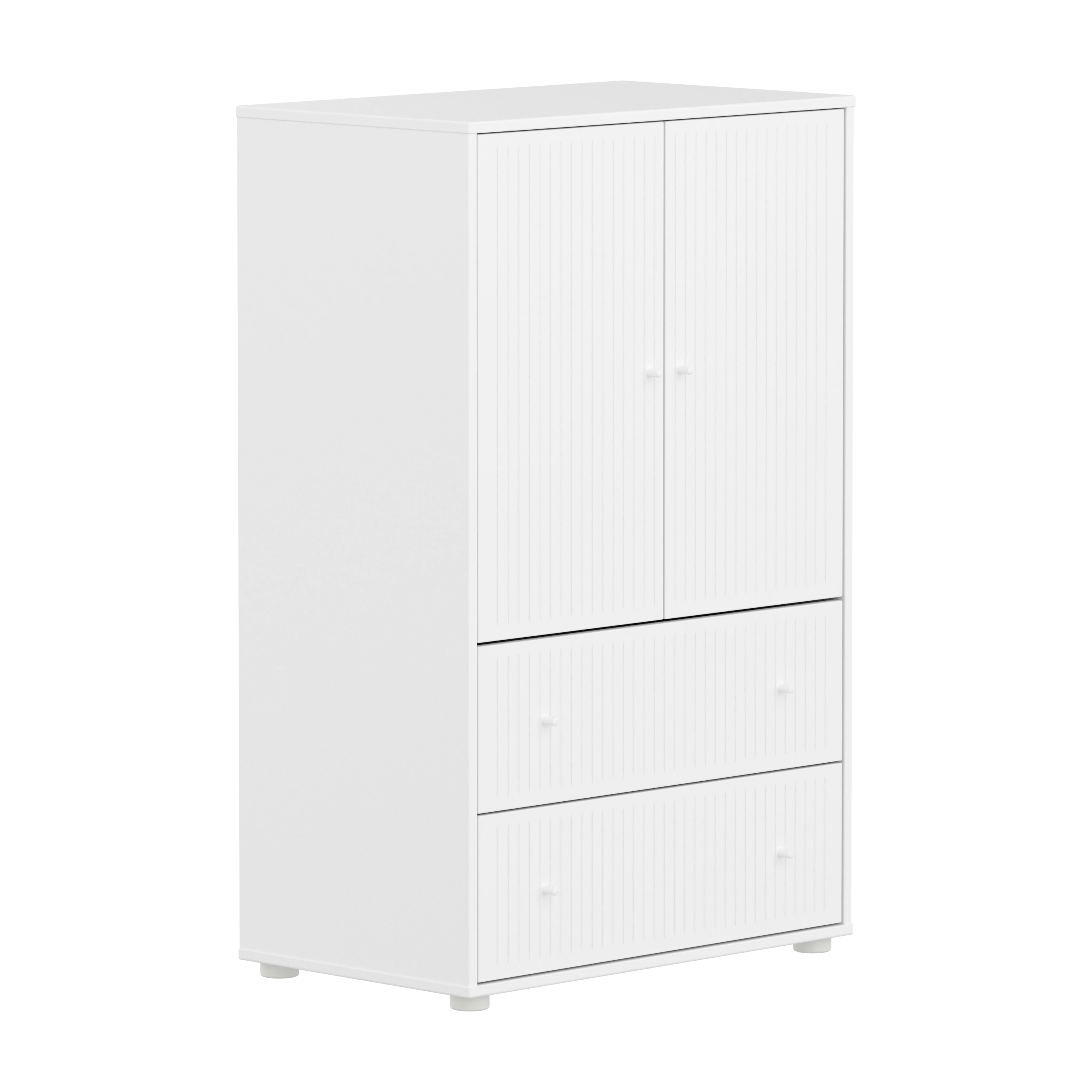 Flexa Saga Skab 120x75,5x45 Hvid riller/Hvid greb