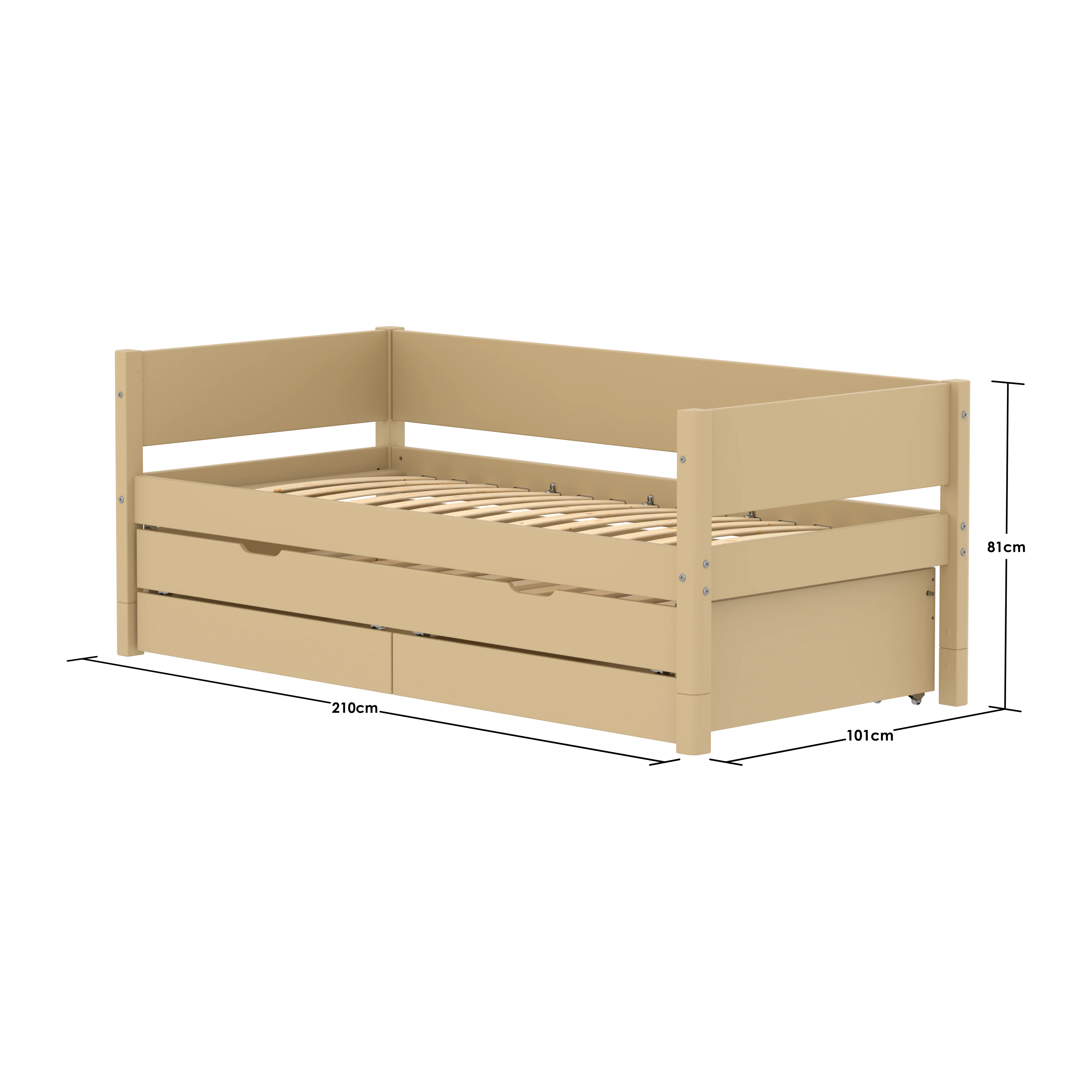 FLEXA WHITE Enkeltseng 90x200 cm m. baggavl incl. 2 skuffer og udtræksseng - Sand - Image 3