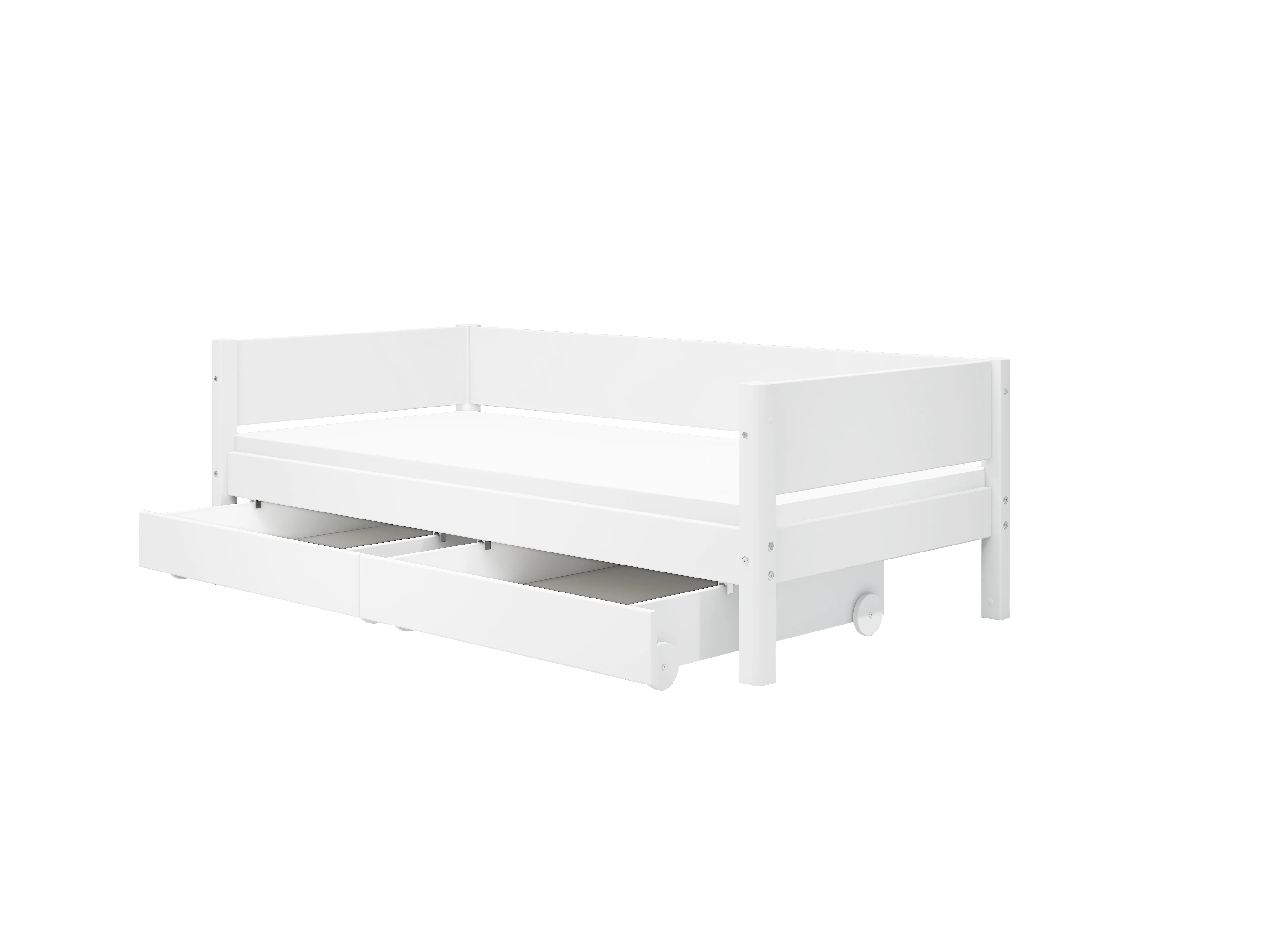 FLEXA WHITE Enkeltseng 90x200 cm m. baggavl incl. 2 udtræksskuffer - Hvid - Image 2