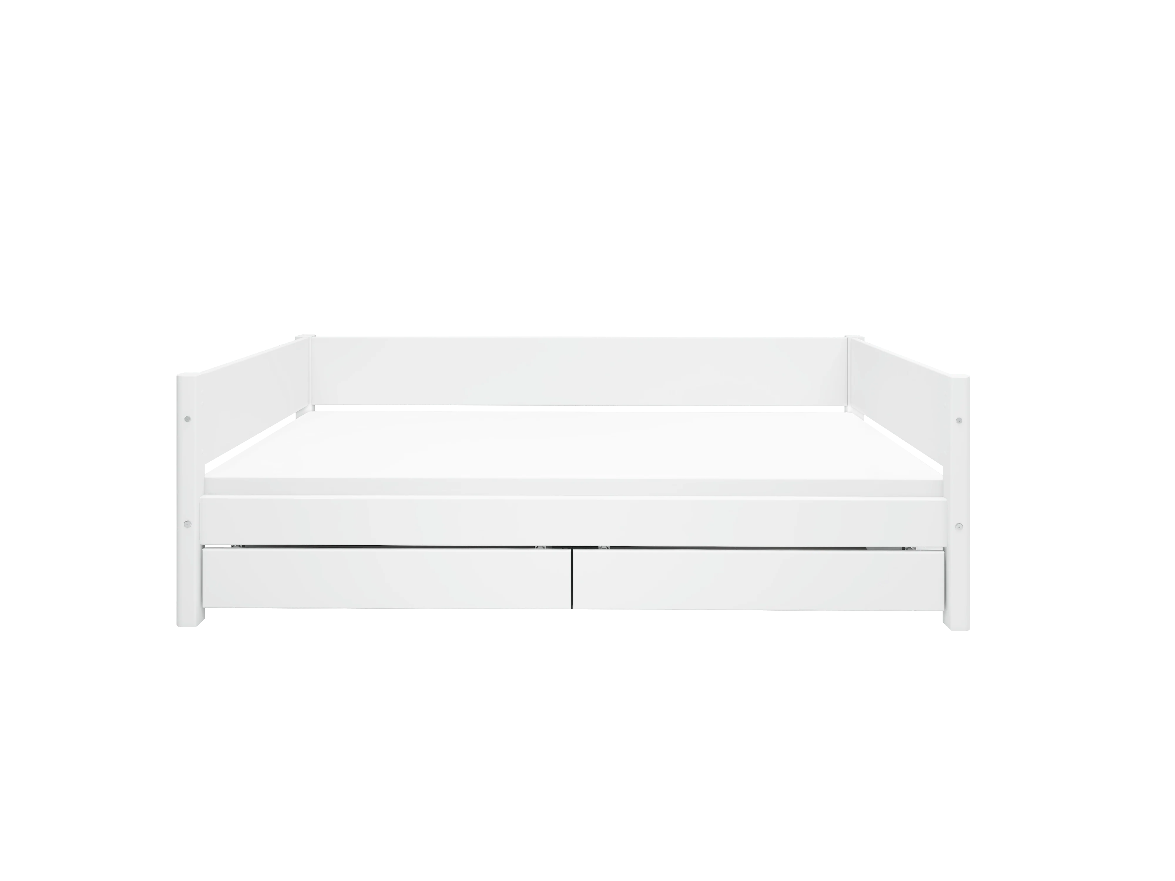 FLEXA WHITE Enkeltseng 90x200 cm m. baggavl incl. 2 udtræksskuffer - Hvid - Image 3