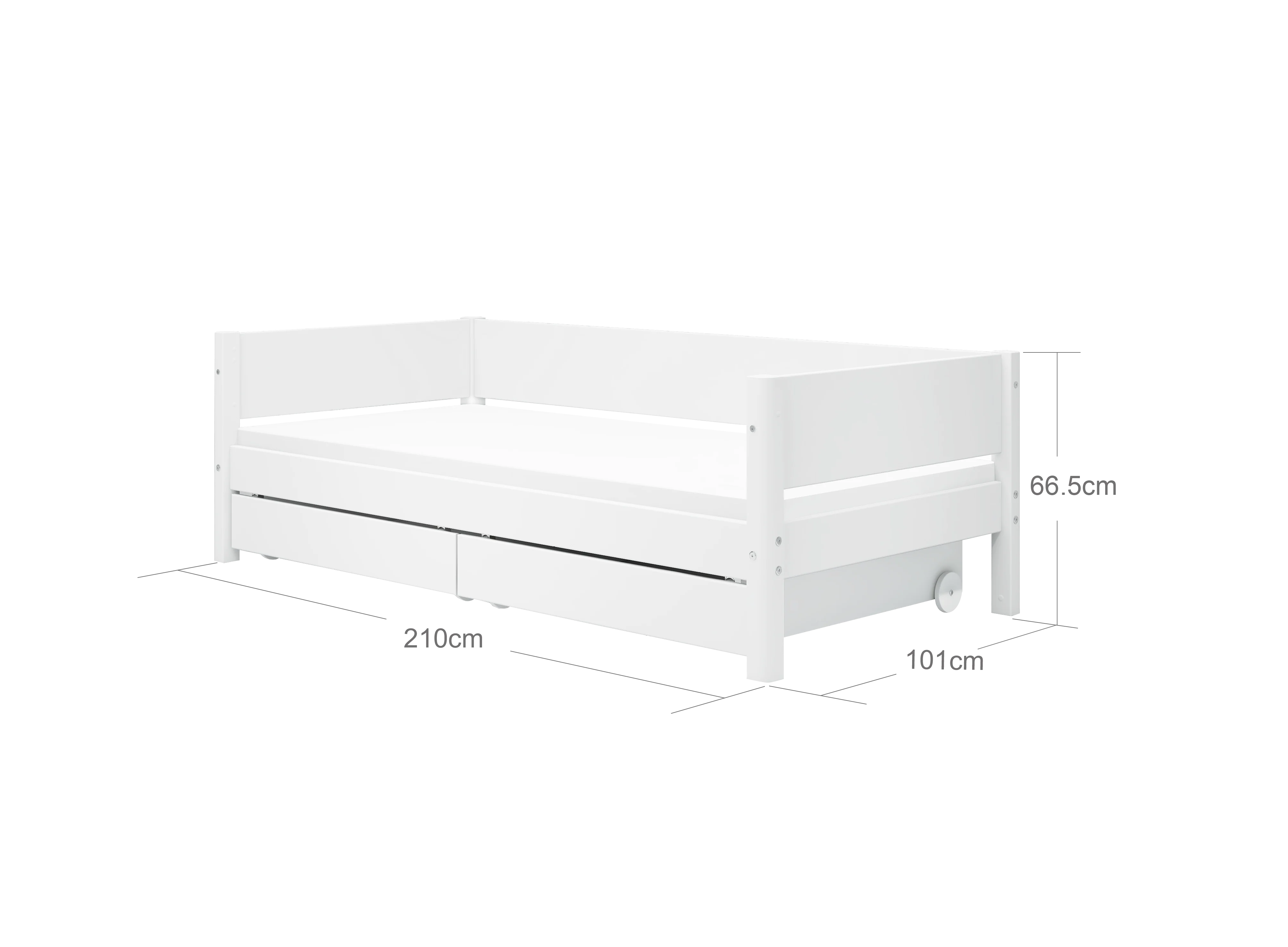 FLEXA WHITE Enkeltseng 90x200 cm m. baggavl incl. 2 udtræksskuffer - Hvid - Image 4