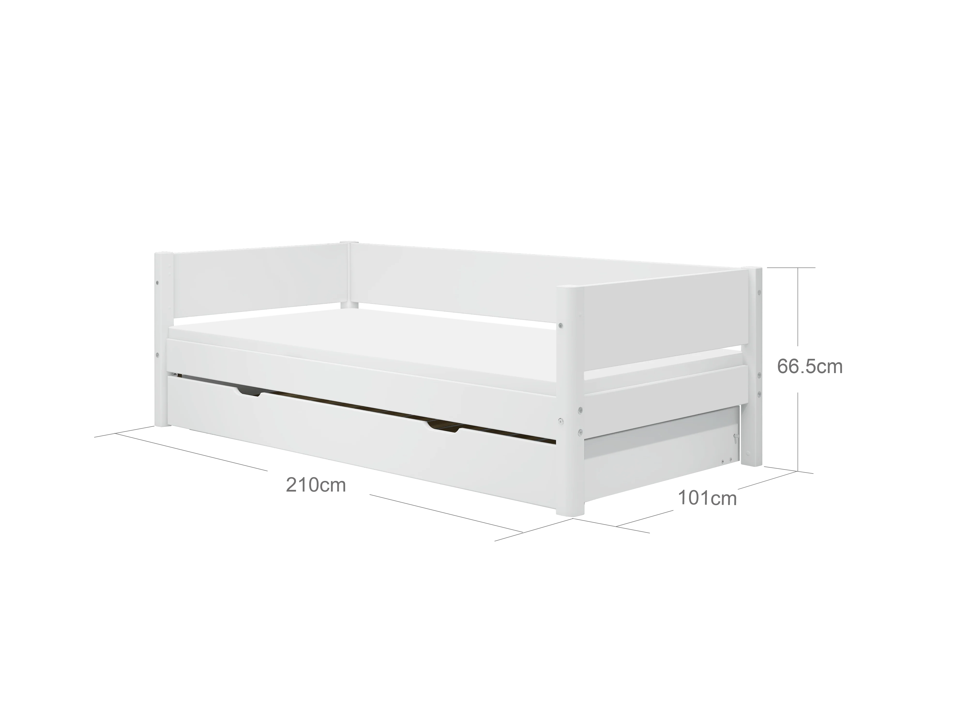 FLEXA WHITE Enkeltseng 90x200 cm m. baggavl incl. Udtræksseng - Hvid/eg - Image 4