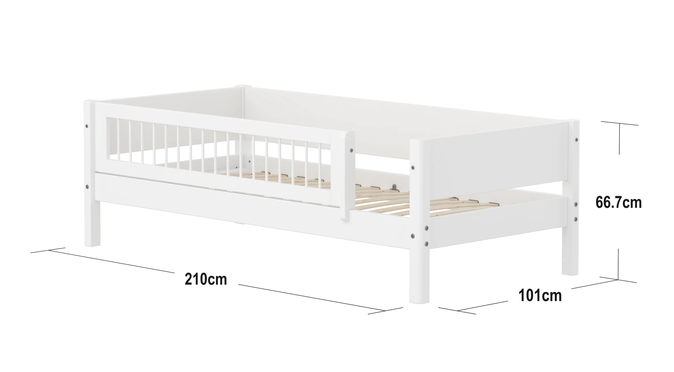 FLEXA WHITE Enkeltseng 90x200 cm m. crossbar sengehest - Hvid - Image 2