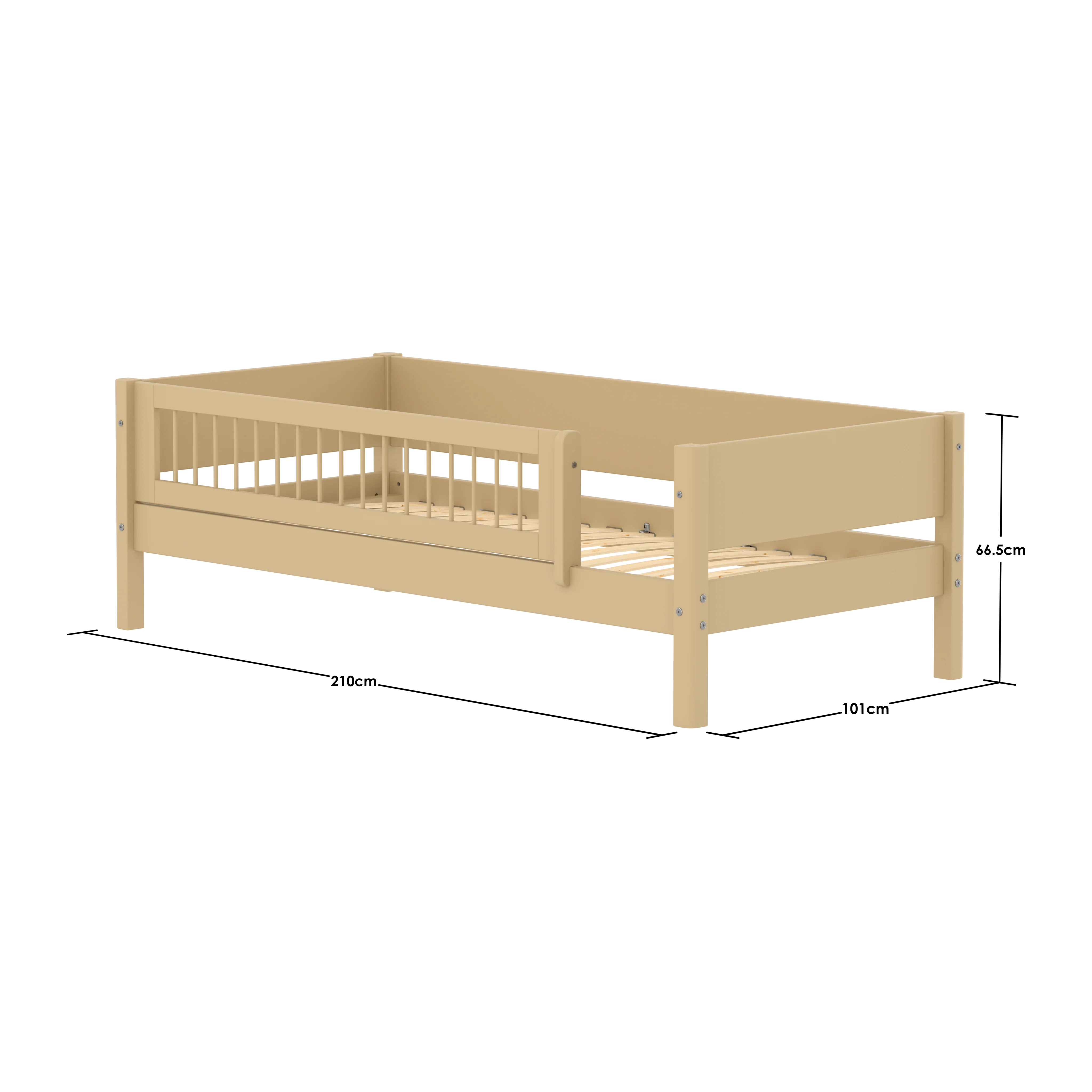FLEXA WHITE Enkeltseng 90x200 cm m. crossbar sengehest - Sand - Image 3