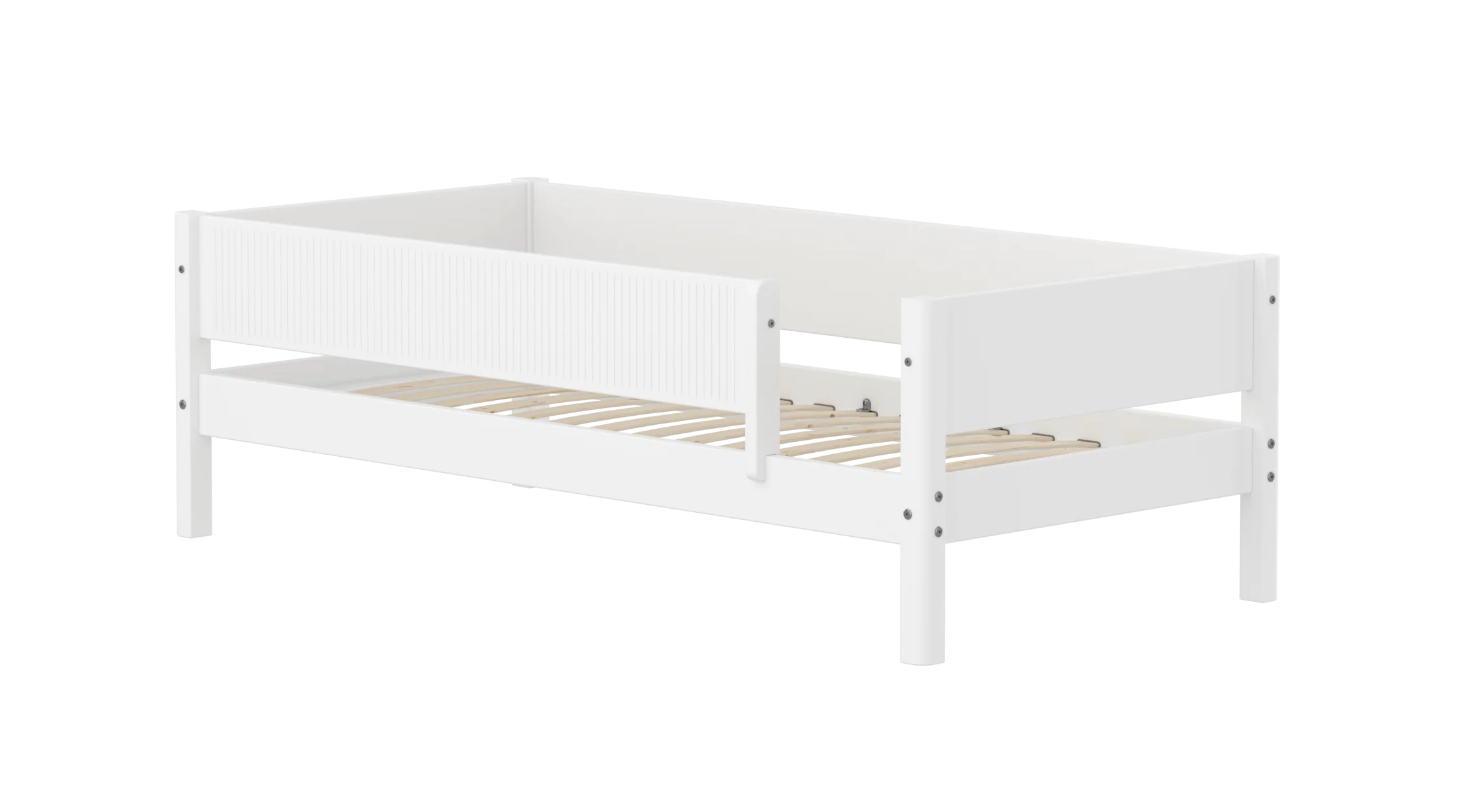FLEXA WHITE Enkeltseng 90x200 cm m. grooves sengehest - Hvid