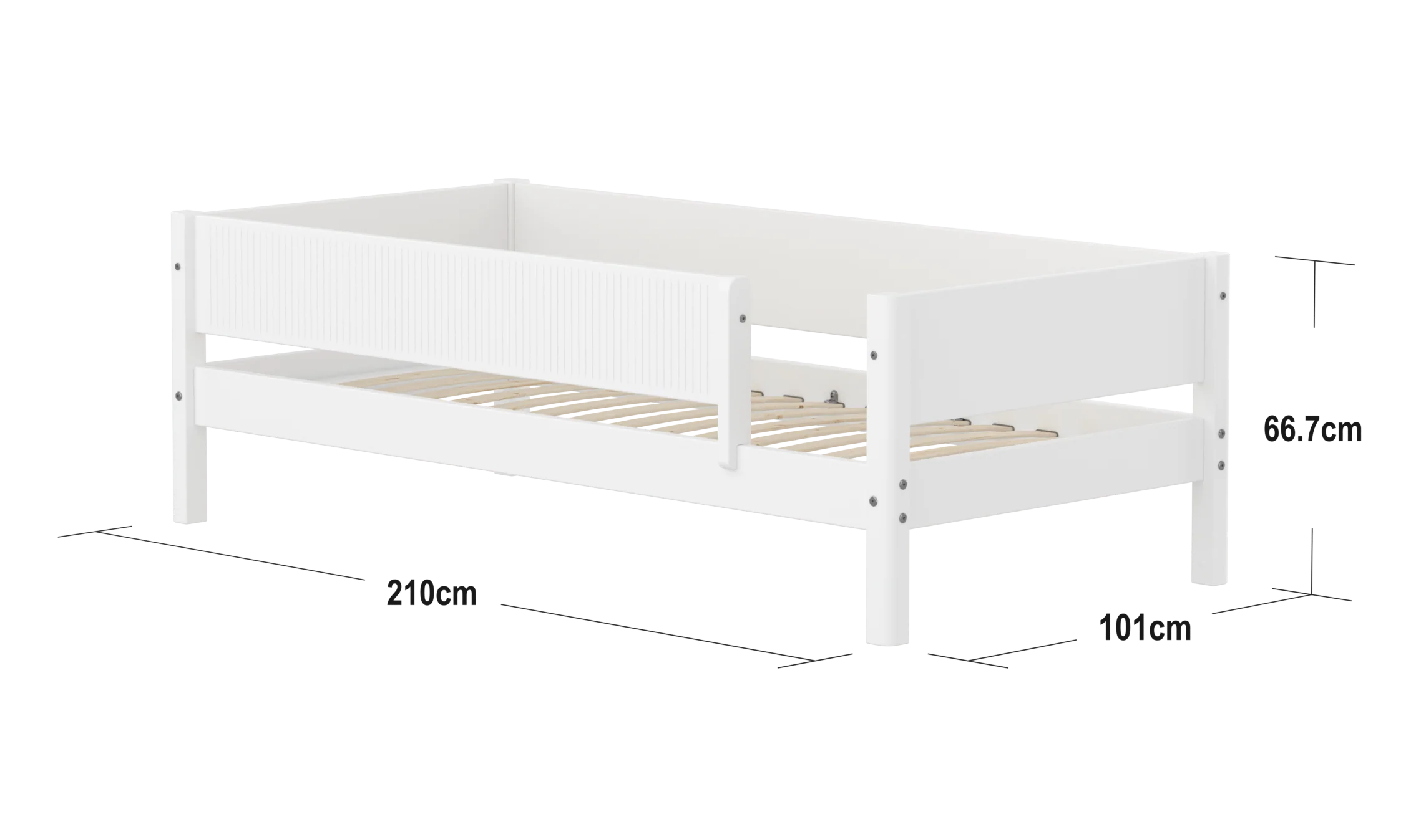 FLEXA WHITE Enkeltseng 90x200 cm m. grooves sengehest - Hvid - Image 2