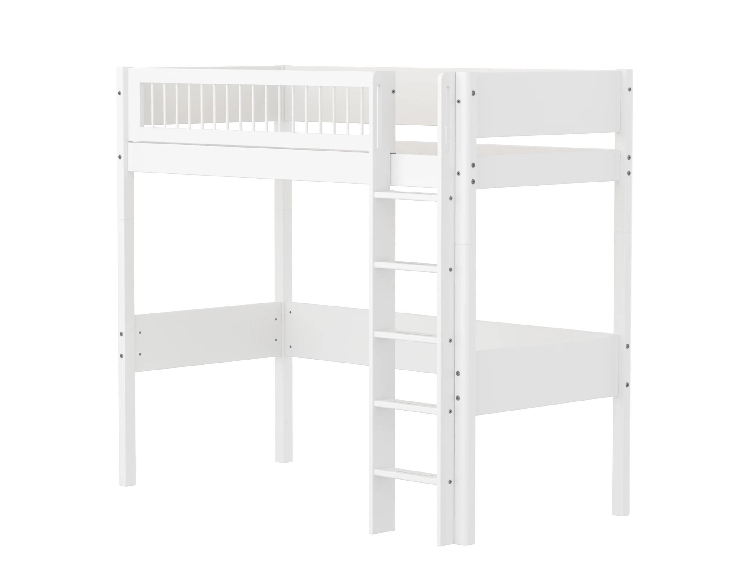 FLEXA WHITE Højseng 184 cm med stige og crossbar sengehest 90x200 cm- Hvid