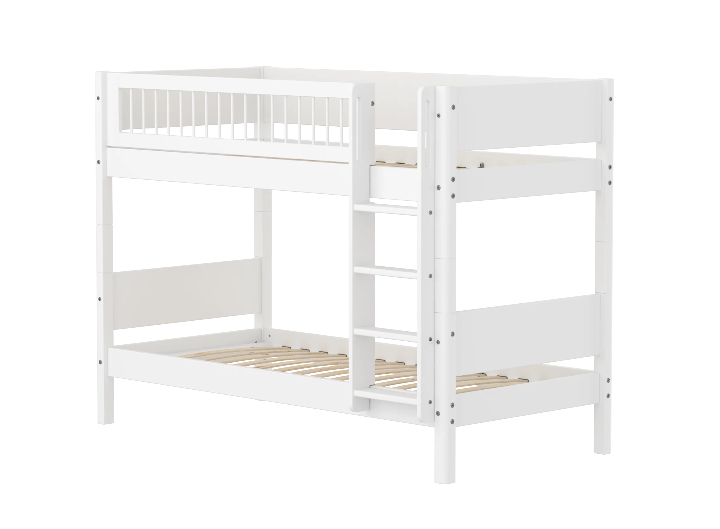 FLEXA WHITE Køjeseng 154 cm med stige og crossbar sengehest 90x200 cm- Hvid
