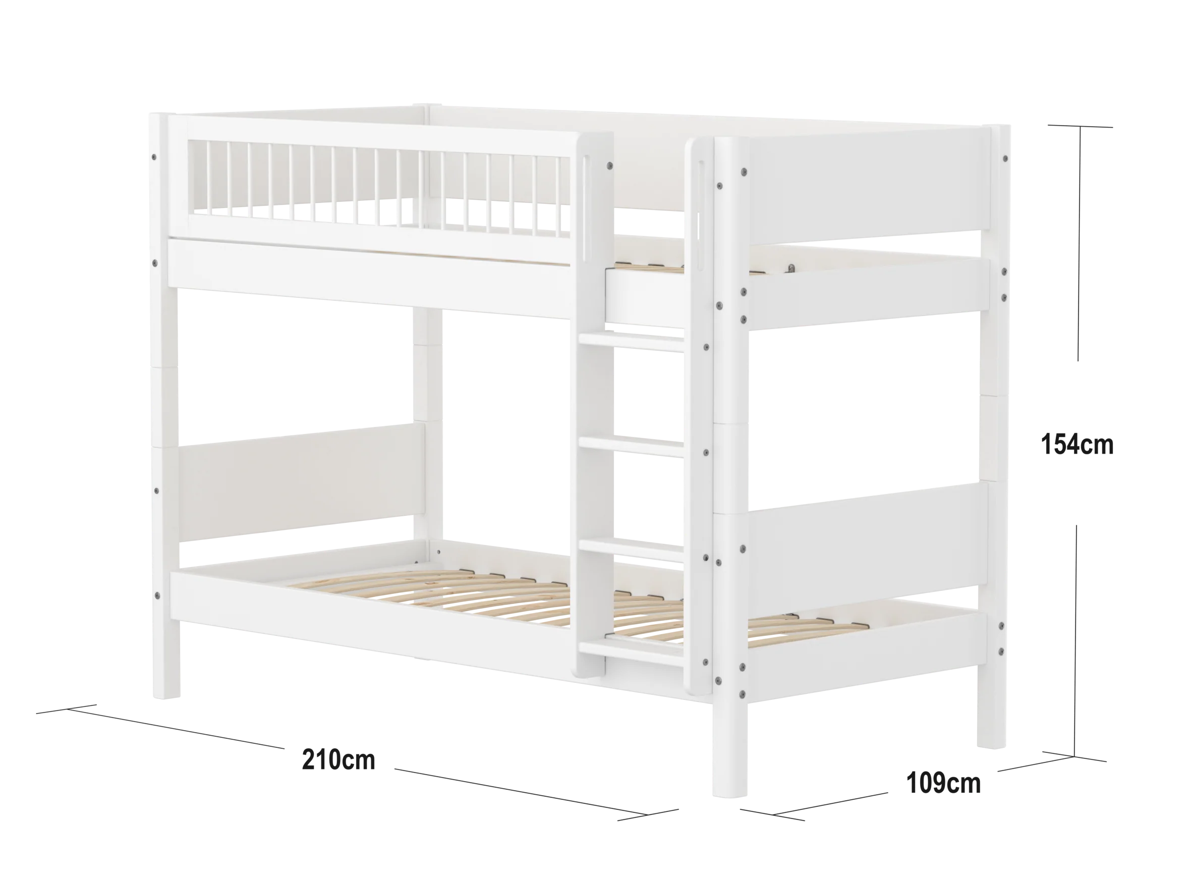 FLEXA WHITE Køjeseng 154 cm med stige og crossbar sengehest 90x200 cm- Hvid - Image 3