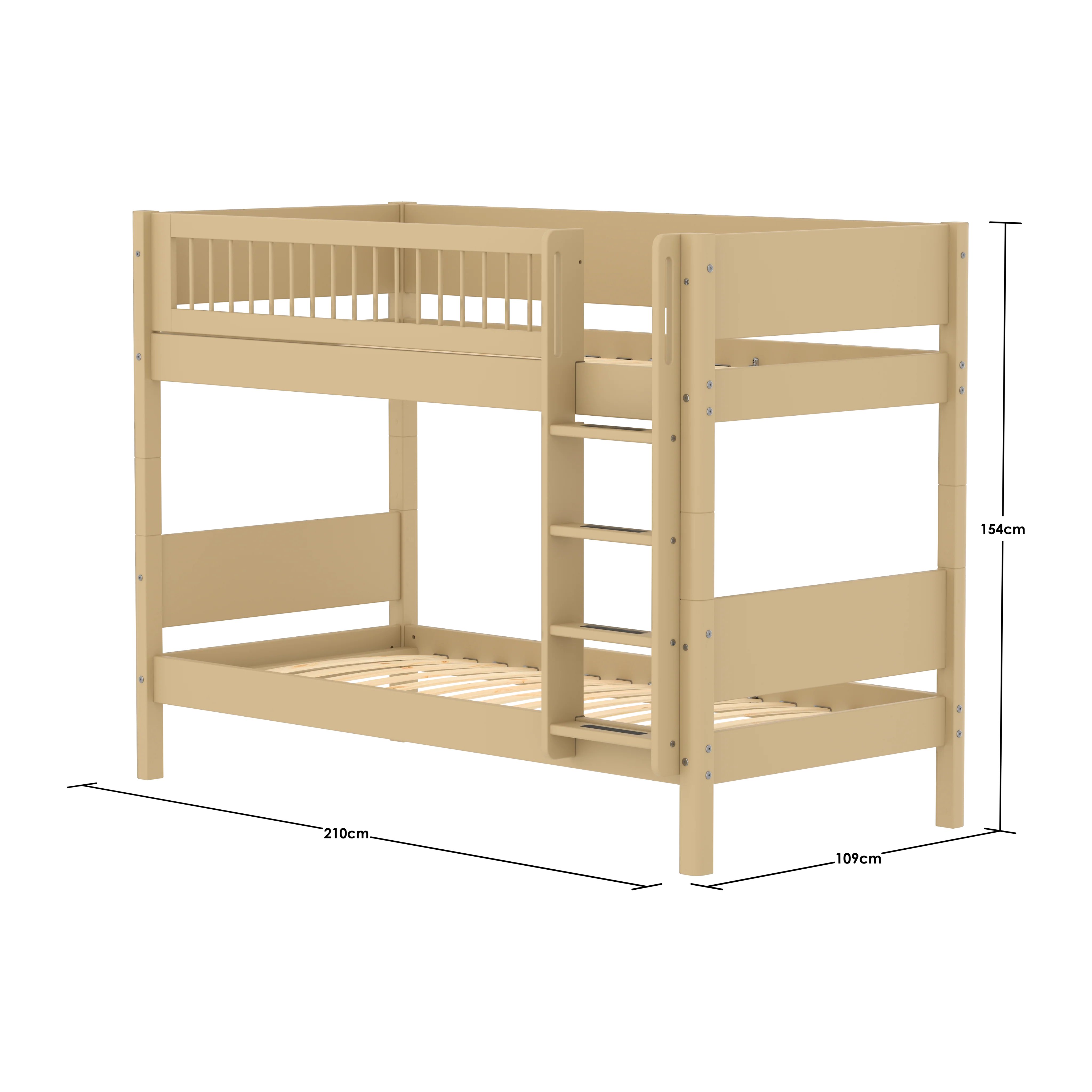 FLEXA WHITE Køjeseng 154 cm med stige og crossbar sengehest 90x200 cm- Sand - Image 3