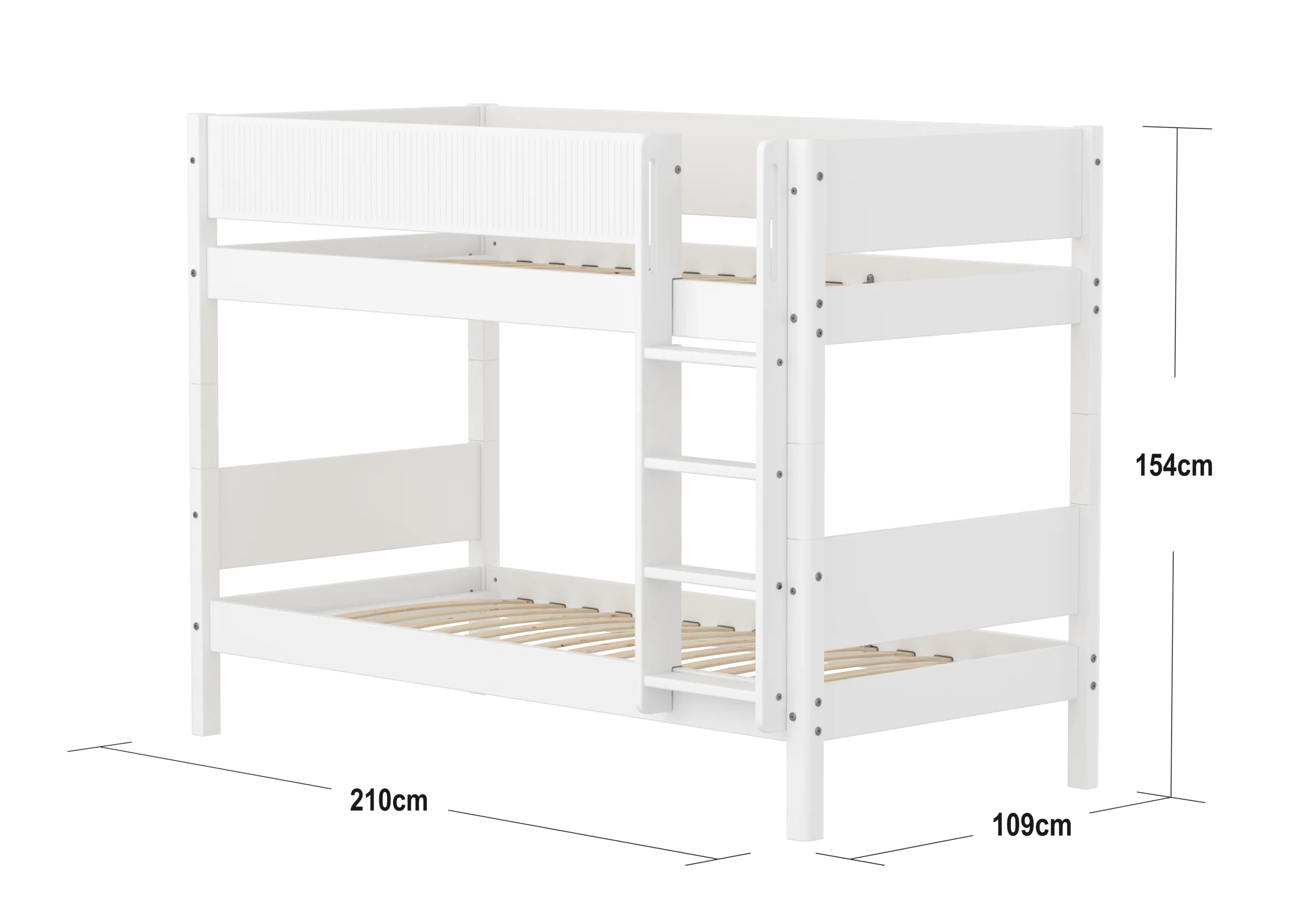 FLEXA WHITE Køjeseng 154 cm med stige og grooves sengehest 90x200 cm- Hvid - Image 2