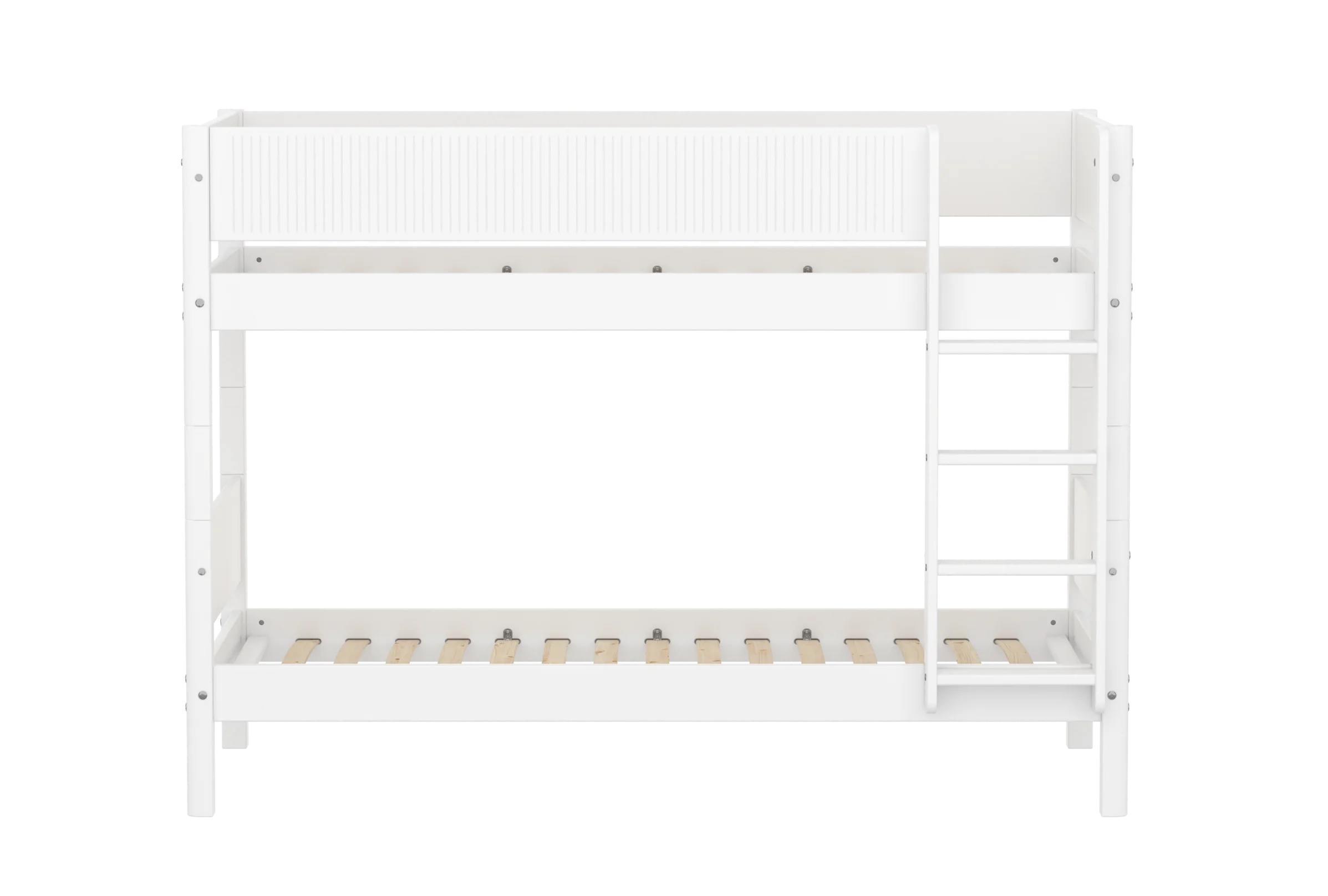 FLEXA WHITE Køjeseng 154 cm med stige og grooves sengehest 90x200 cm- Hvid - Image 3