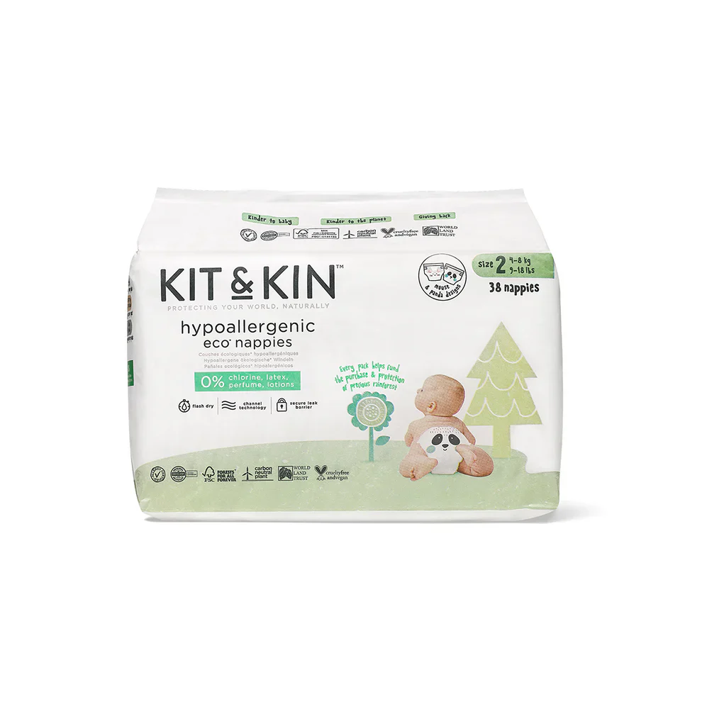 Kit & Kin Økologiske Bleer - Str. 2: 4-8 kg (38 stk) - Image 2
