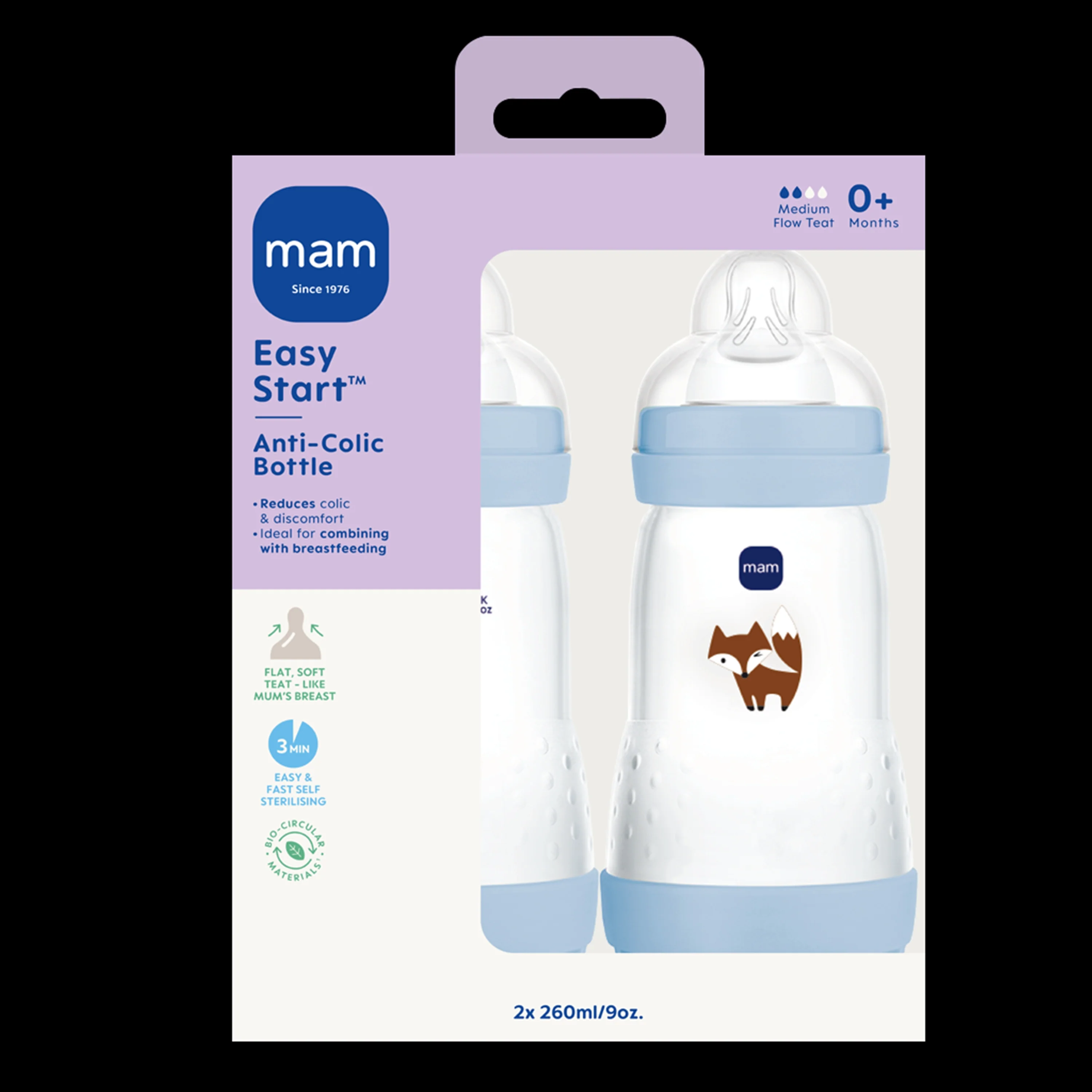 MAM Easy Start Anti - Colic 260ml 2 pak - Blå - Image 2