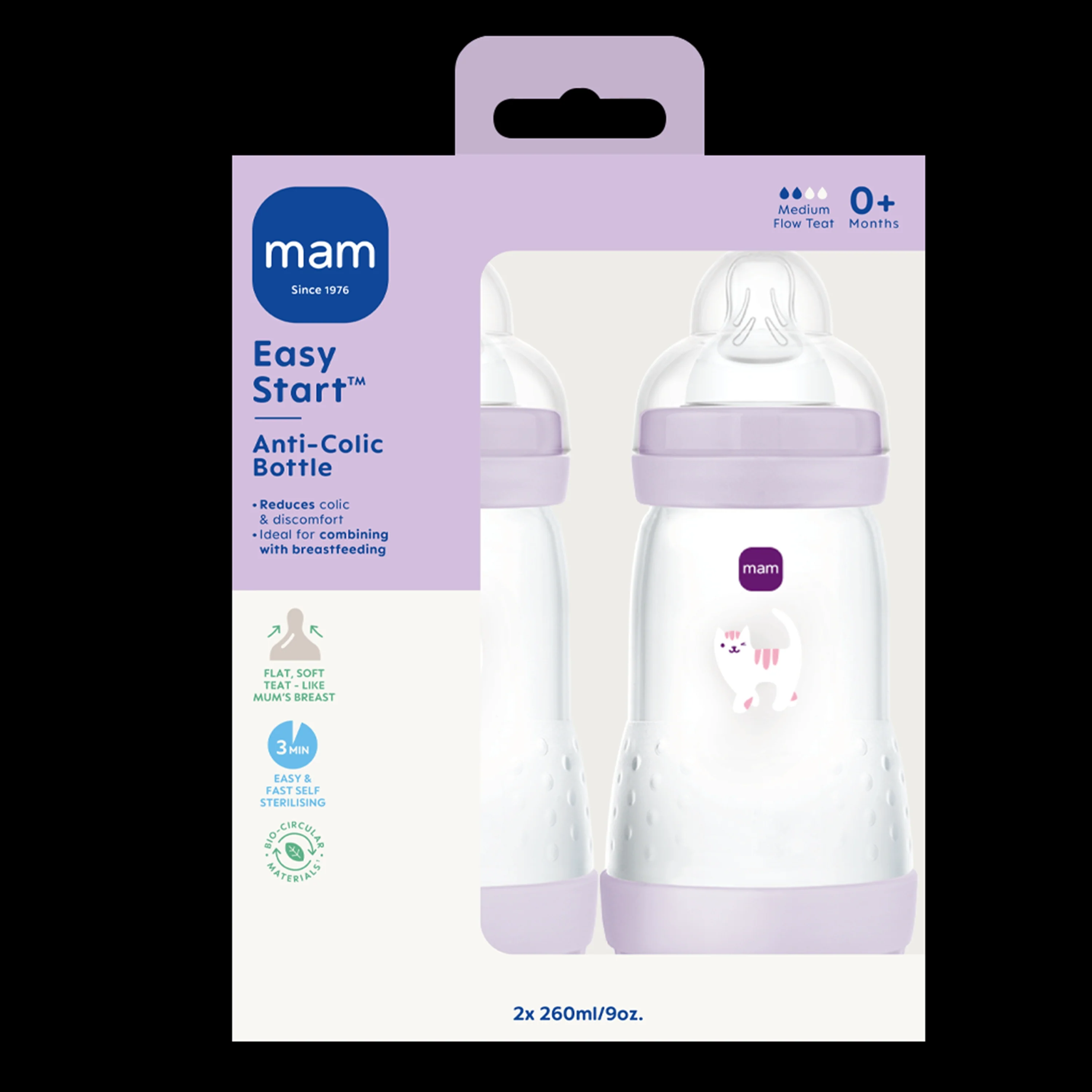 MAM Easy Start Anti - Colic 260ml 2 pak - Lilla - Image 2