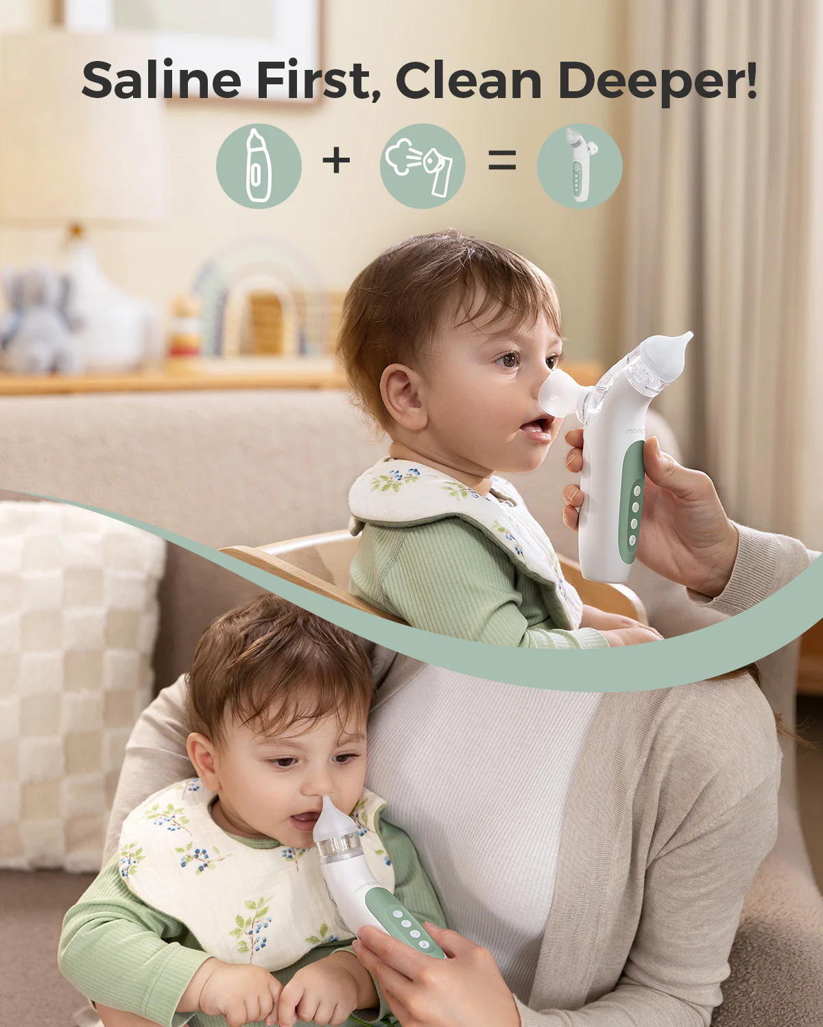Momcozy BreezyClear™ 2-i-1 elektrisk næsesuger med spray og sug - Image 6