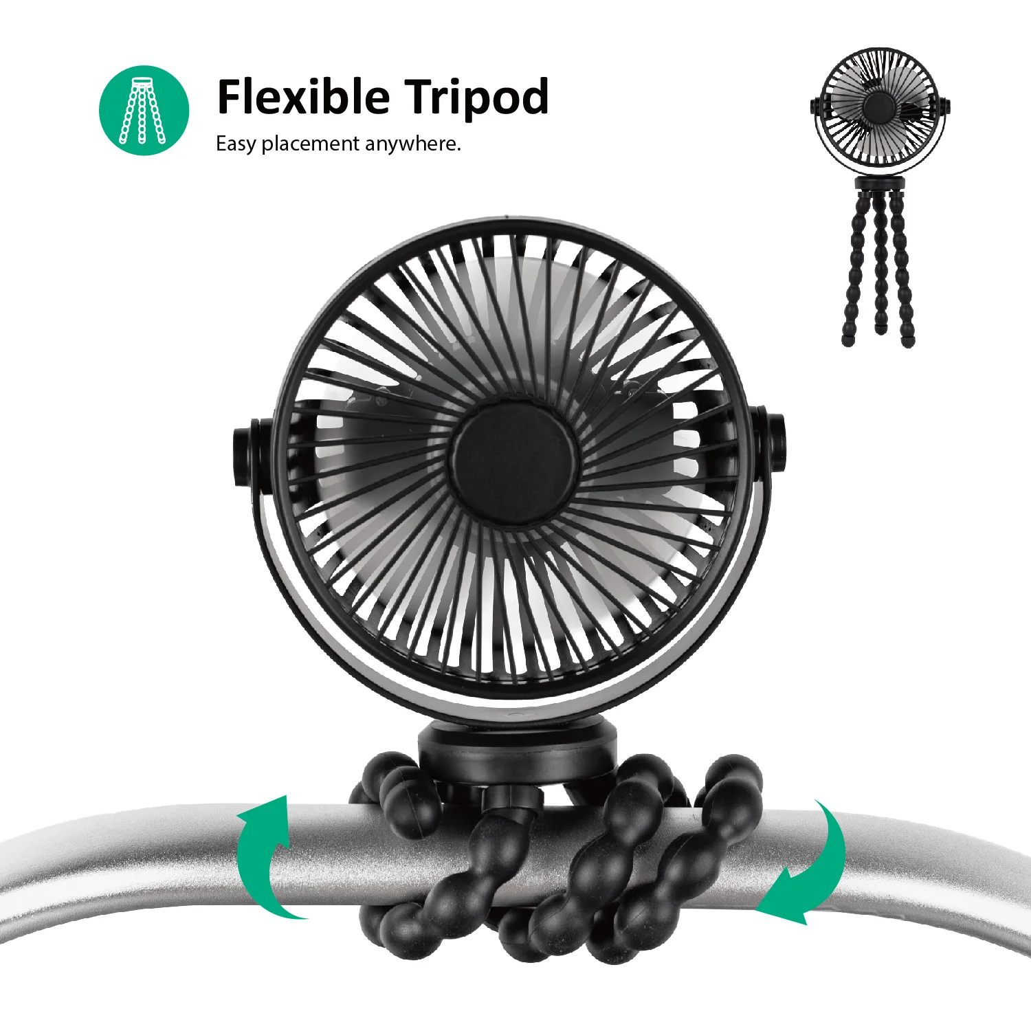 Titaniumbaby Ventilator t/klap- & barnevogn genopladelig - sort - Image 3